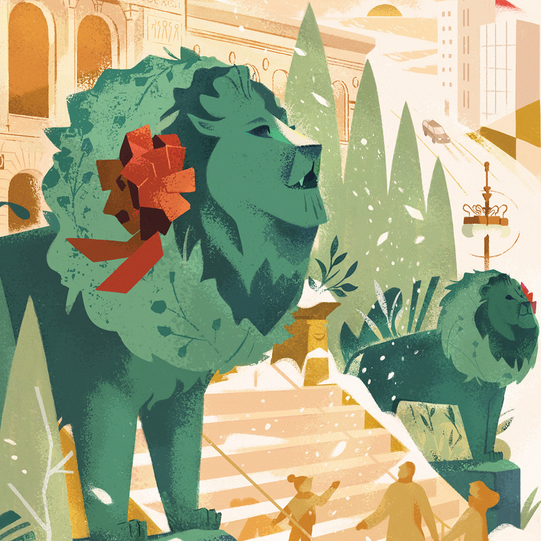 Holiday Wreath Lions Illustration No Logo Holidays22 Social 1080x1080