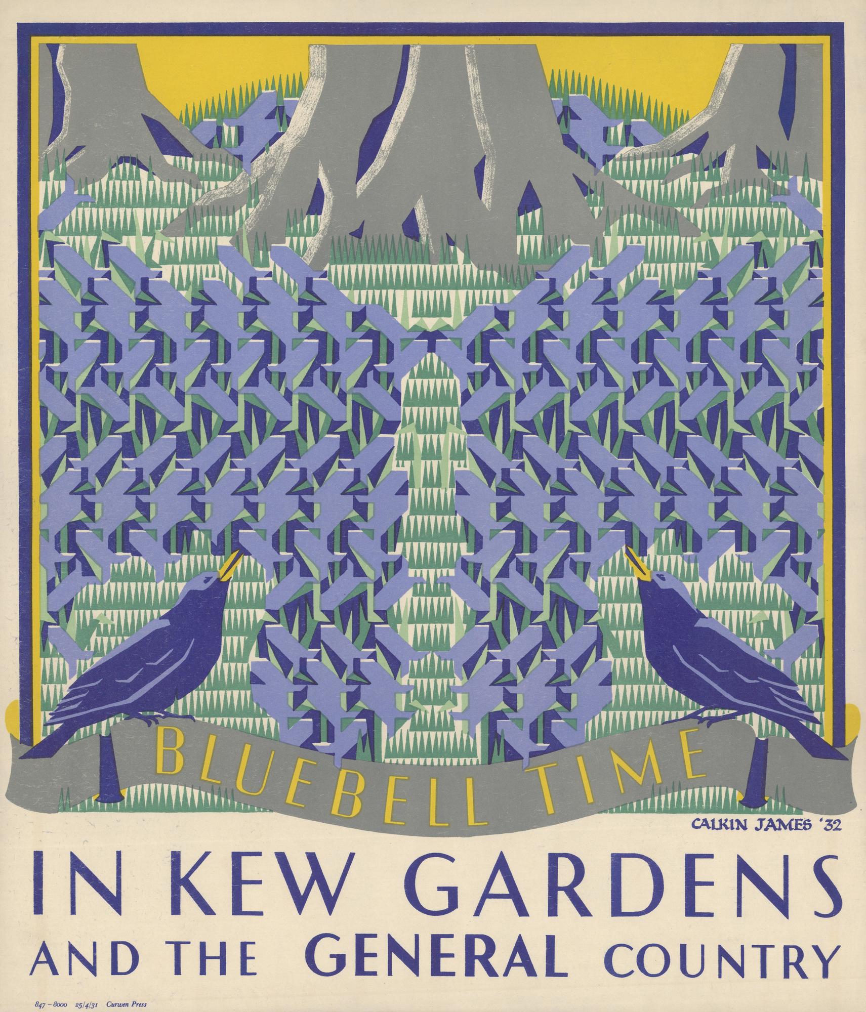 Margaret Caulkin James: "Bluebell Time in Kew Gardens" (1931). Cartel de la colección digital "Summertime Pleasures by Underground". Imagen: Instituto de Arte de Chicago.