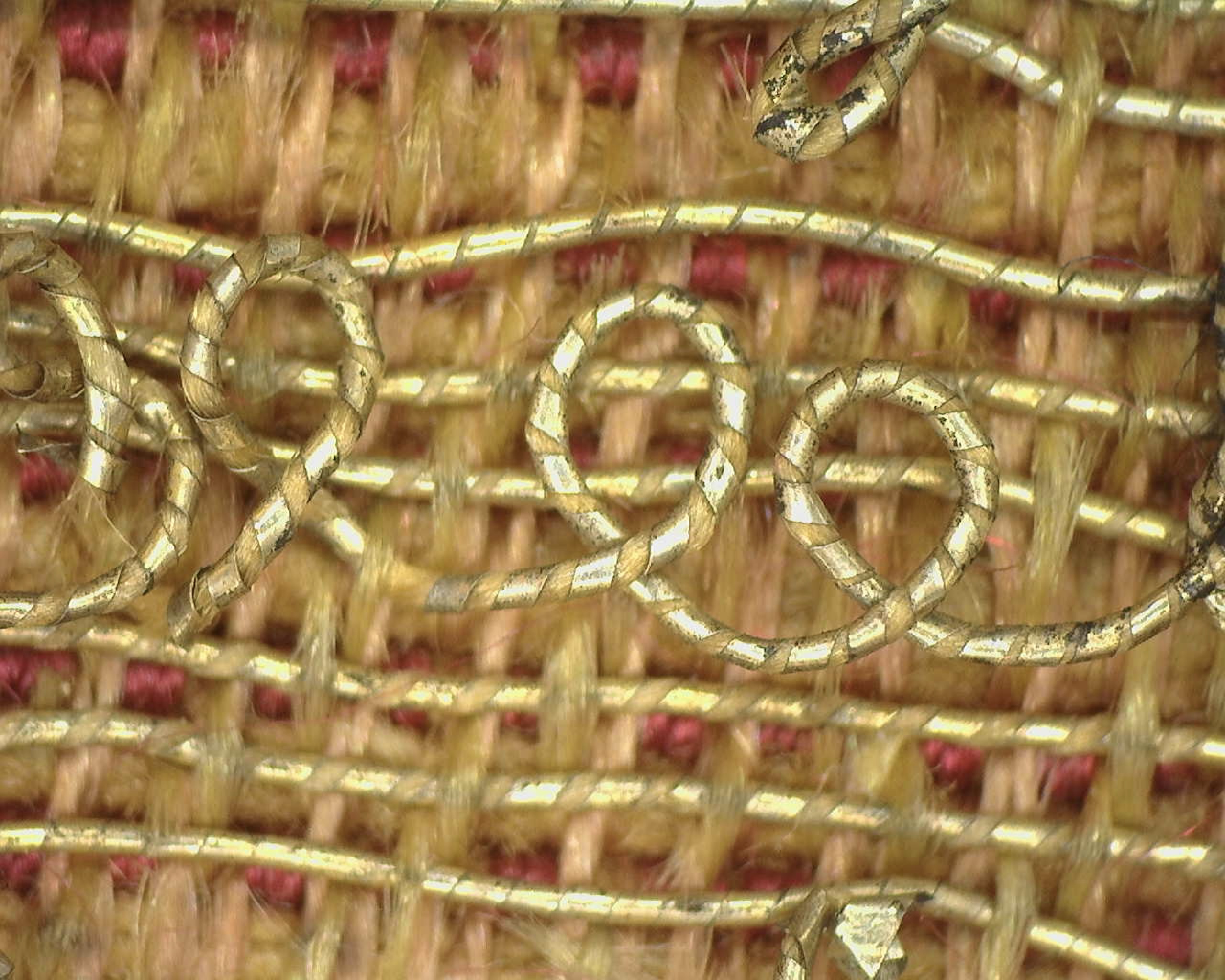 Fig 18 Detail Of Brocade Boucle Gilt Metal Strip Wrapped Silk
