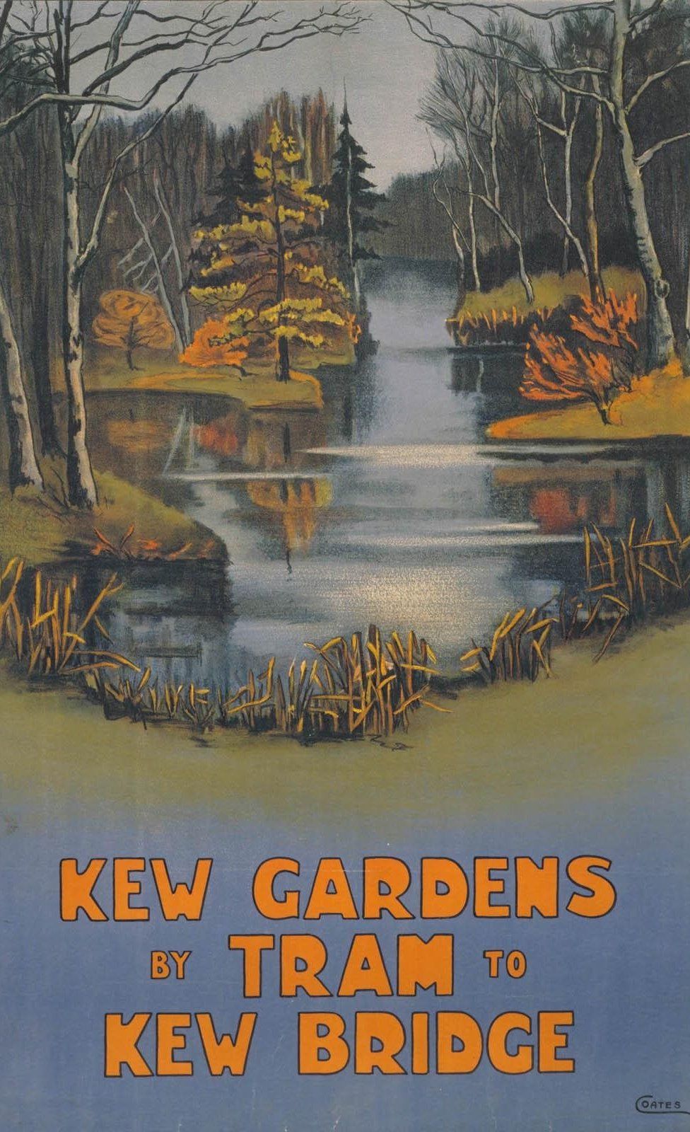 Ella Coates: "Kew Gardens by Tram" (1910). Cartel de la colección digital "Summertime Pleasures by Underground". Imagen: Instituto de Arte de Chicago.