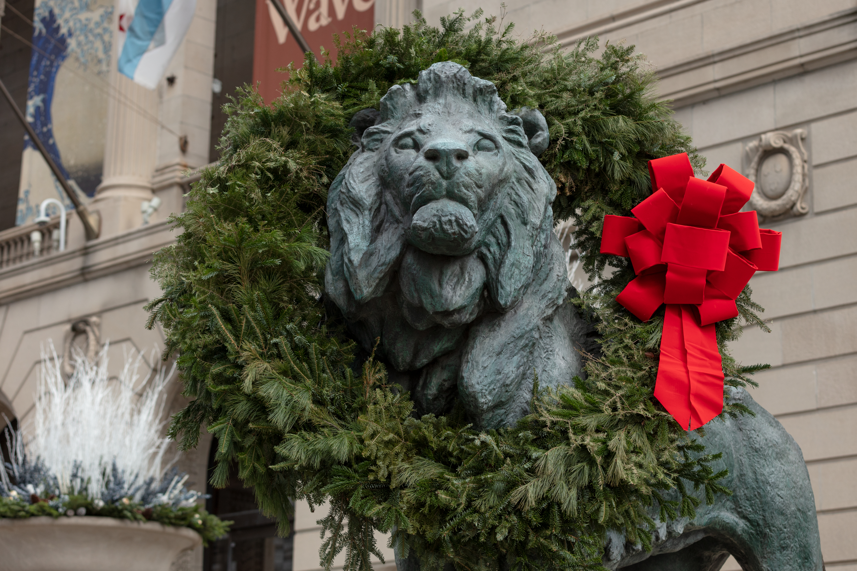 Wreathed Lion in front of the Art Institute