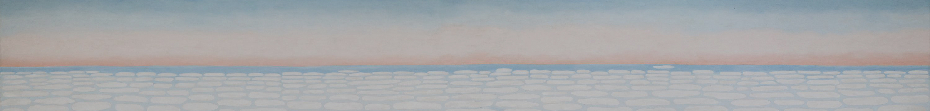 Detail image of pink and blue sunset over many white clouds, 1983.821