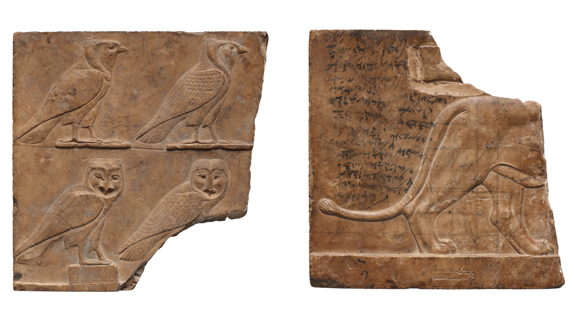 Photo of Double-sided Plaque Depicting a Lion and Birds