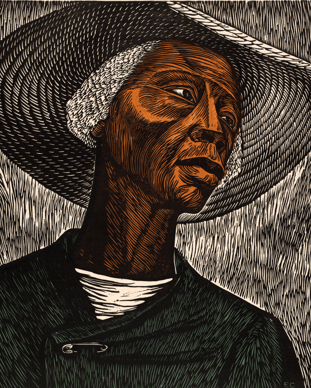Elizabeth Catlett. Sharecropper (detail), 1952, printed 1970. The Art Institute of Chicago, purchased with funds provided by Mr. and Mrs. Robert S. Hartman. © 2024 Mora Catlett Family  Licensed by