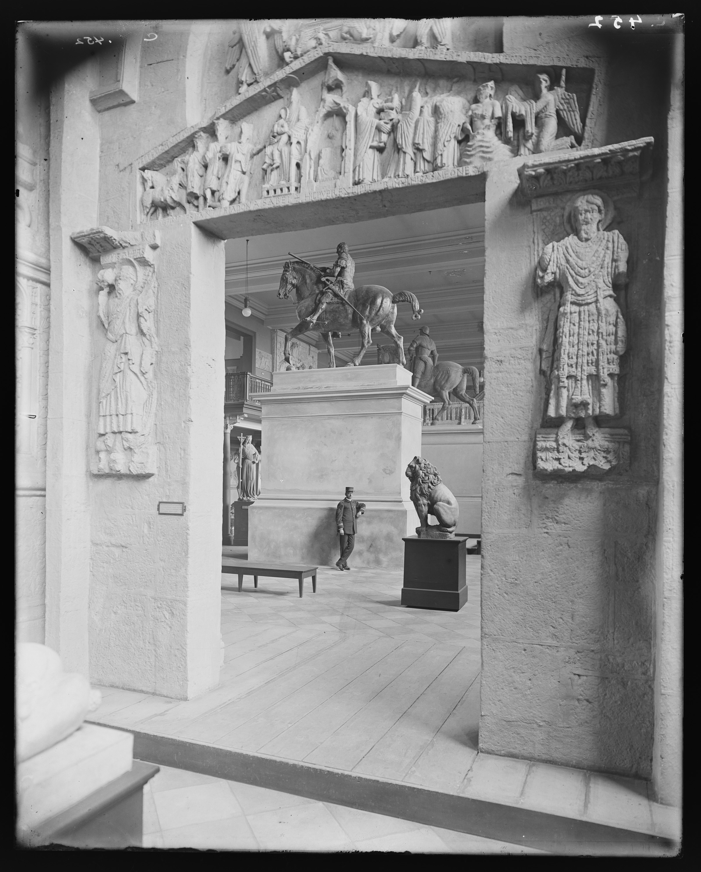 Old photo of guard on duty in galleries