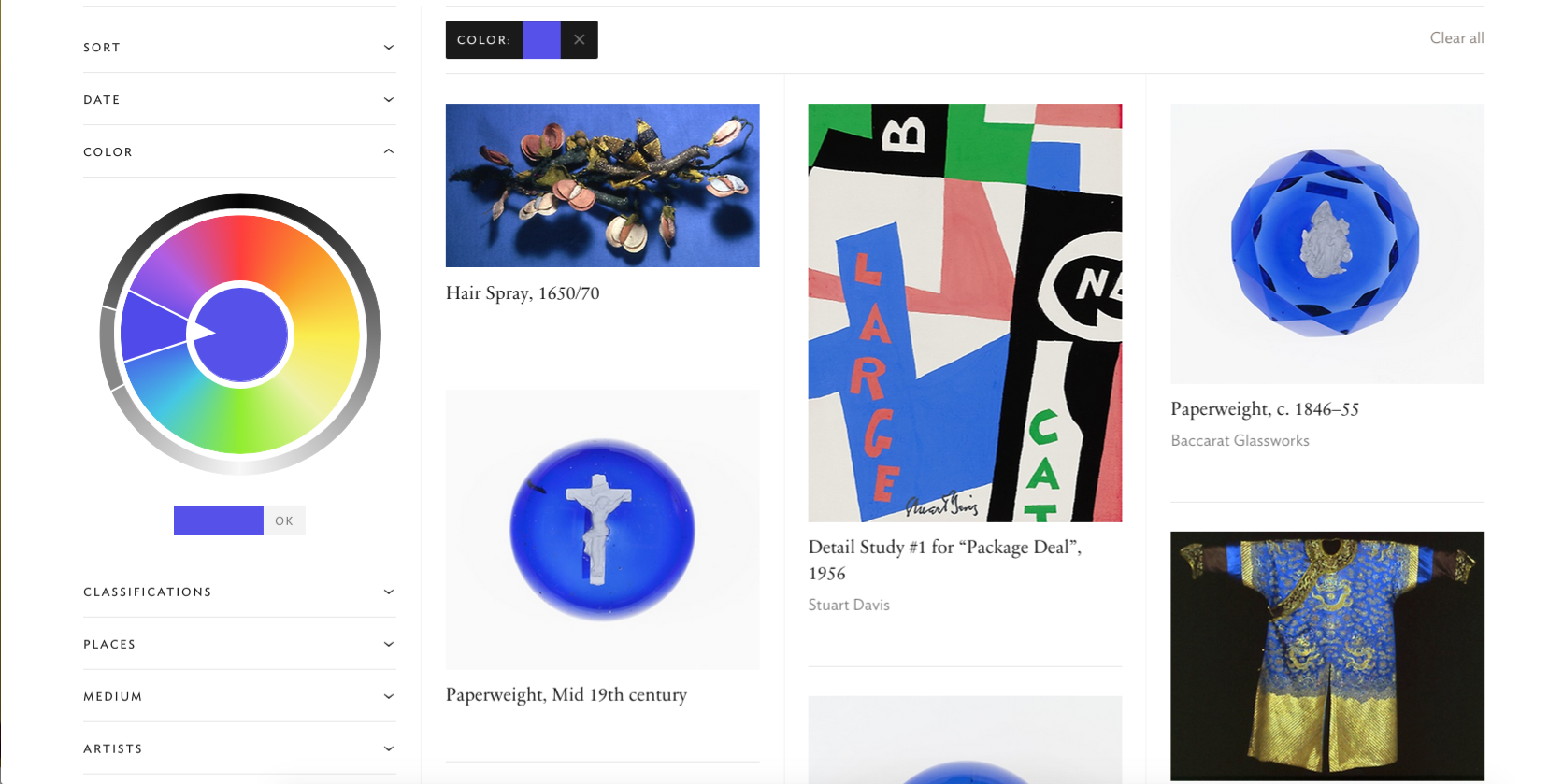 Screenshot shows the color wheel slecting a deep medium blue.